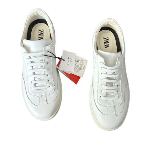 NEW Zara White Uniform Leather Sneakers 36 - Picture 10 of 10